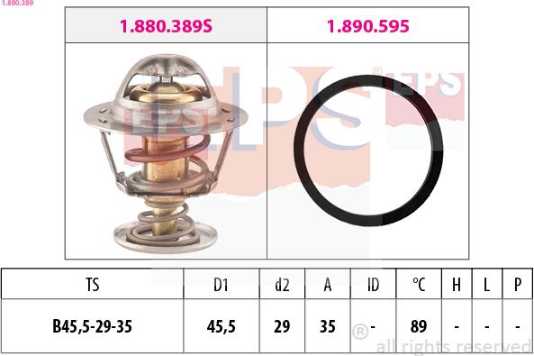 EPS 1.880.389 - Термостат, охладителна течност vvparts.bg