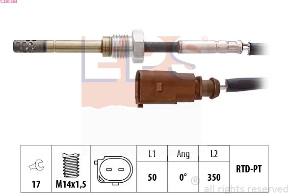 EPS 1.220.264 - Датчик, температура на изгорелите газове vvparts.bg