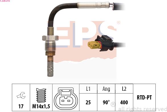 EPS 1.220.215 - Датчик, температура на изгорелите газове vvparts.bg