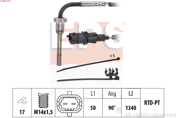 EPS 1.220.237 - Датчик, температура на изгорелите газове vvparts.bg