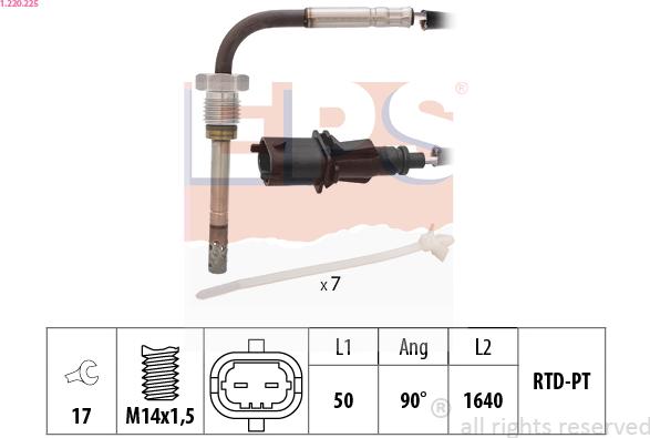 EPS 1.220.225 - Датчик, температура на изгорелите газове vvparts.bg