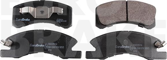 Eurobrake 5502225114 - Комплект спирачно феродо, дискови спирачки vvparts.bg