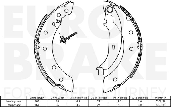 Eurobrake 58492799572 - Комплект спирачна челюст vvparts.bg