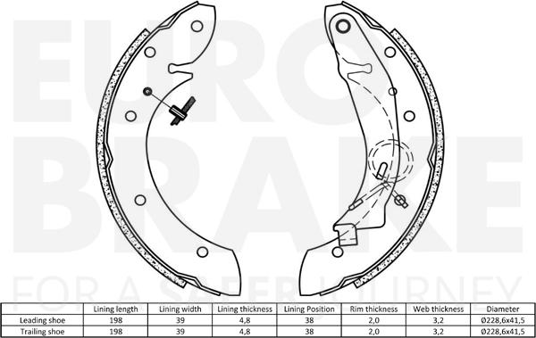 Eurobrake 58492719598 - Комплект спирачна челюст vvparts.bg