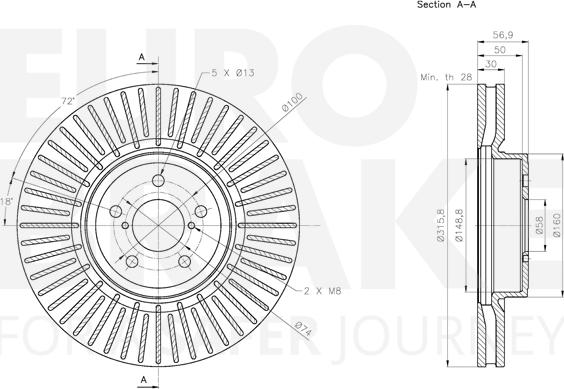 Eurobrake 5815314419 - Спирачен диск vvparts.bg