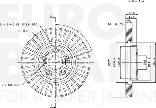 Eurobrake 5815314590 - Спирачен диск vvparts.bg