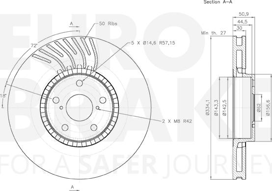 Eurobrake 58153145104 - Спирачен диск vvparts.bg