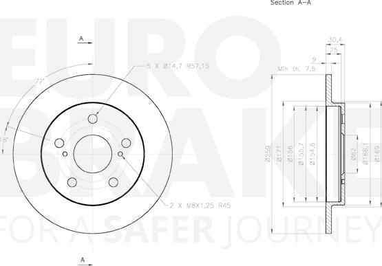 Eurobrake 58153145124 - Спирачен диск vvparts.bg