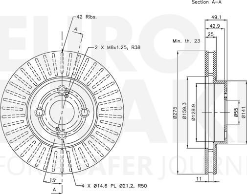 Eurobrake 5815314583 - Спирачен диск vvparts.bg