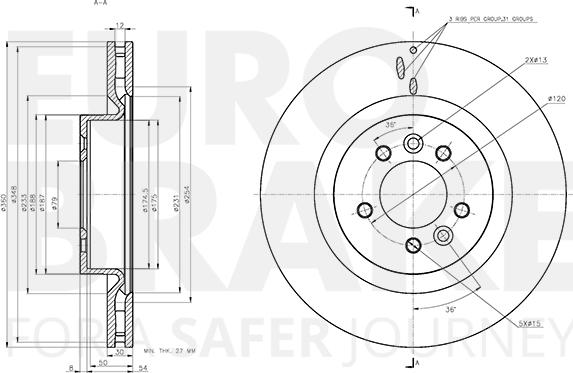 Eurobrake 5815314051 - Спирачен диск vvparts.bg