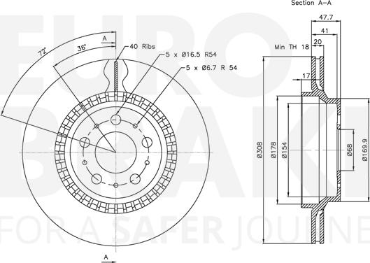 Eurobrake 5815314852 - Спирачен диск vvparts.bg