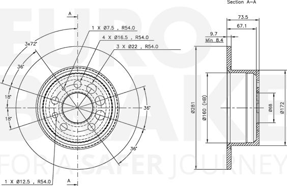 Eurobrake 5815314807 - Спирачен диск vvparts.bg