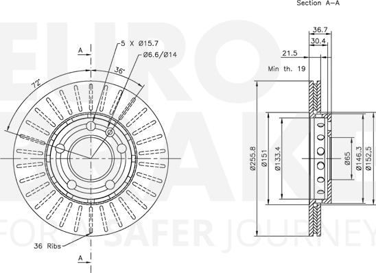 Eurobrake 5815314758 - Спирачен диск vvparts.bg