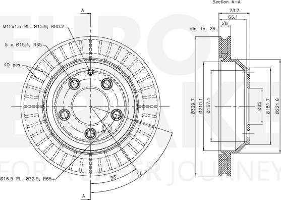 Eurobrake 58153447106 - Спирачен диск vvparts.bg