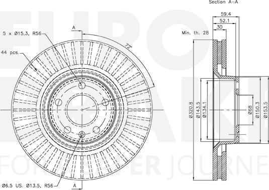 Eurobrake 58153447100 - Спирачен диск vvparts.bg