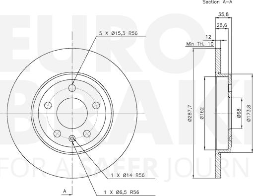 Eurobrake 58153147111 - Спирачен диск vvparts.bg