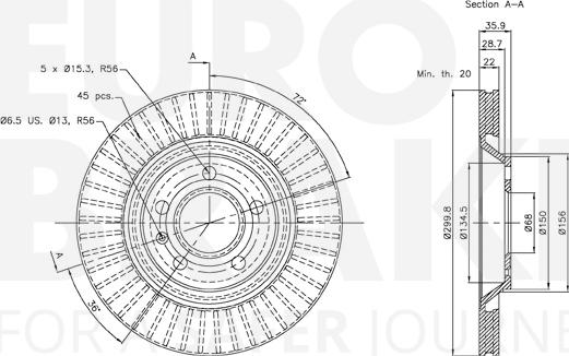 Eurobrake 58153147113 - Спирачен диск vvparts.bg