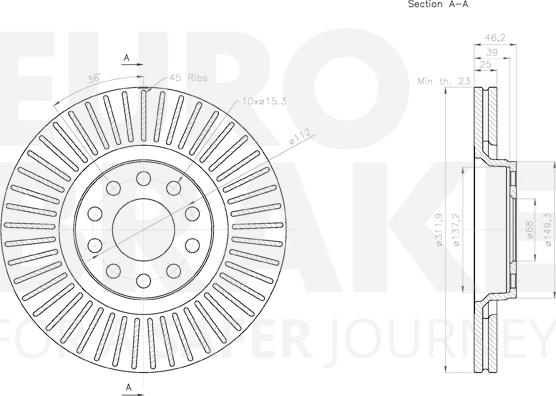 Eurobrake 58153147134 - Спирачен диск vvparts.bg