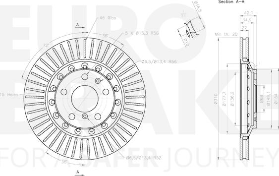 Eurobrake 58153147126 - Спирачен диск vvparts.bg