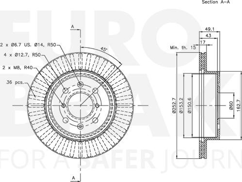 Eurobrake 5815315213 - Спирачен диск vvparts.bg