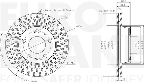 Eurobrake 5815311943 - Спирачен диск vvparts.bg