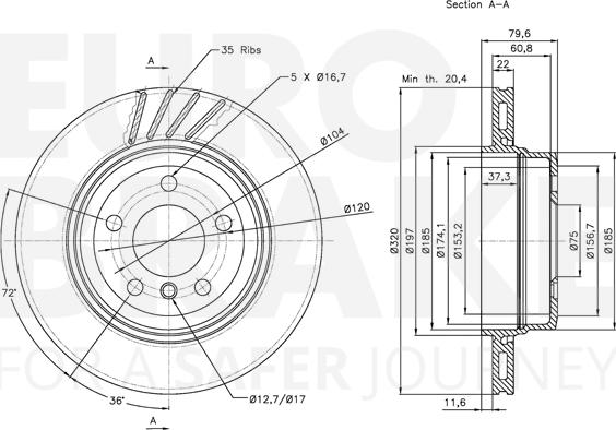 Eurobrake 5815311565 - Спирачен диск vvparts.bg