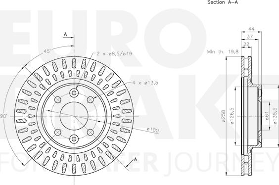 Eurobrake 5815313996 - Спирачен диск vvparts.bg