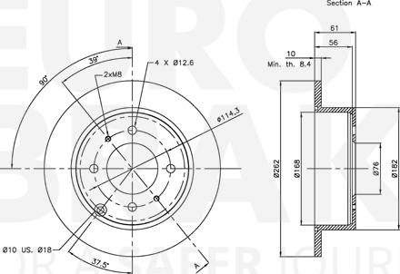 Eurobrake 5815313412 - Спирачен диск vvparts.bg