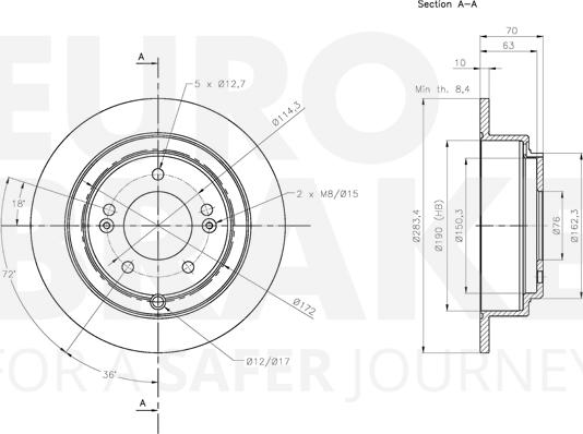 Eurobrake 5815313540 - Спирачен диск vvparts.bg