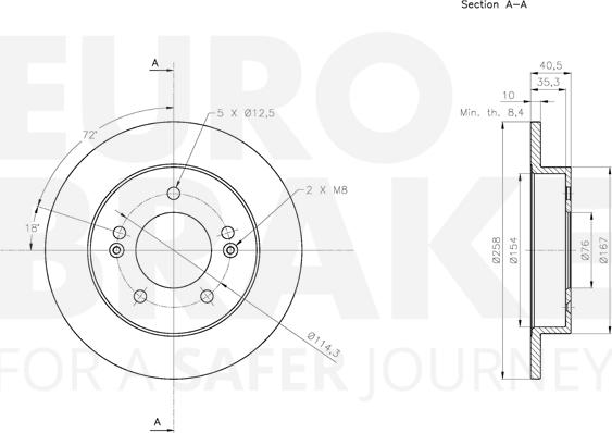 Eurobrake 5815313533 - Спирачен диск vvparts.bg