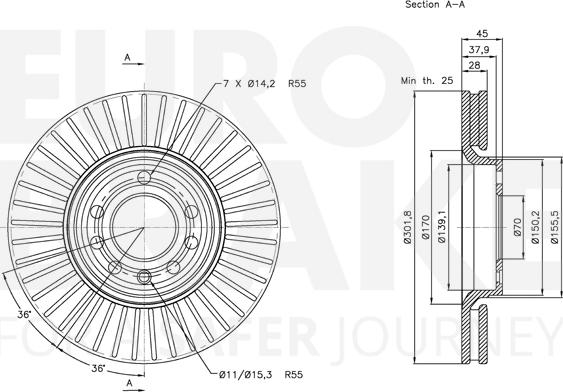 Eurobrake 5815313648 - Спирачен диск vvparts.bg