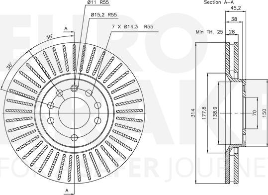 Eurobrake 5815313653 - Спирачен диск vvparts.bg