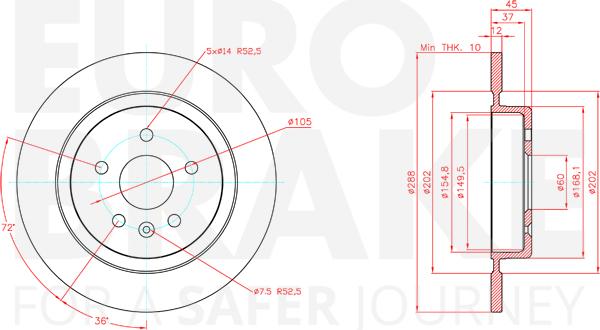 Eurobrake 5815313682 - Спирачен диск vvparts.bg