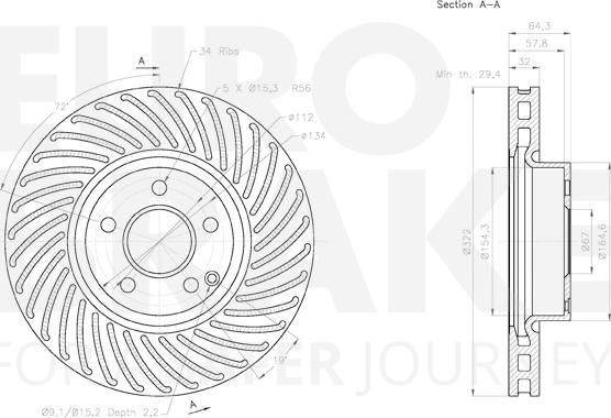 Eurobrake 58153133103 - Спирачен диск vvparts.bg