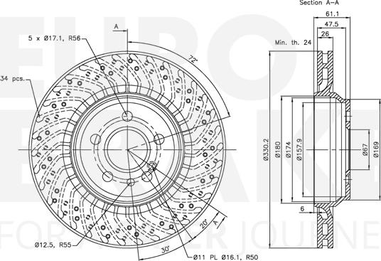 Eurobrake 5815313385 - Спирачен диск vvparts.bg