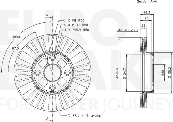 Eurobrake 5815313234 - Спирачен диск vvparts.bg