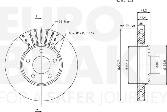 Eurobrake 5815312256 - Спирачен диск vvparts.bg