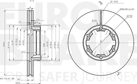 Eurobrake 58153122100 - Спирачен диск vvparts.bg