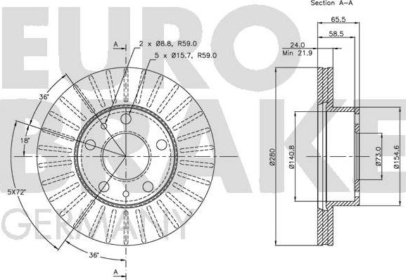 Eurobrake 5815209945 - Спирачен диск vvparts.bg