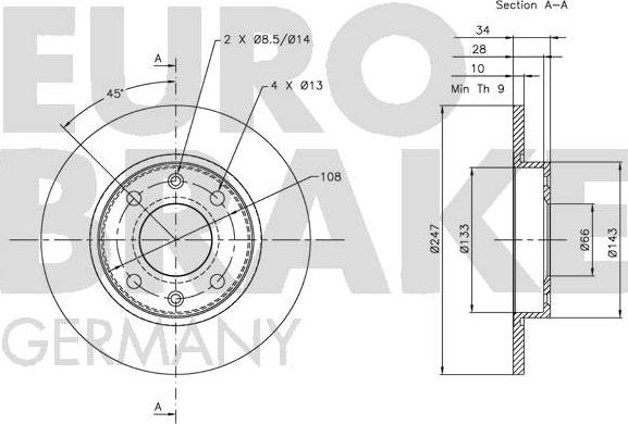 Eurobrake 5815209910 - Спирачен диск vvparts.bg