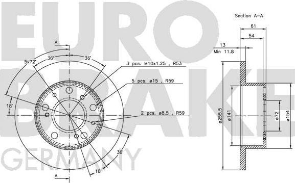 Eurobrake 5815209913 - Спирачен диск vvparts.bg