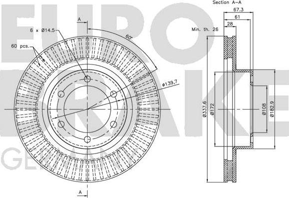 Eurobrake 5815204598 - Спирачен диск vvparts.bg