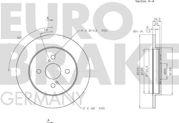 Eurobrake 58152045109 - Спирачен диск vvparts.bg