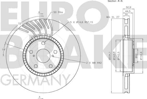 Eurobrake 58152045104 - Спирачен диск vvparts.bg