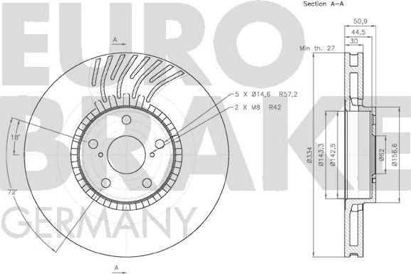 Eurobrake 58152045105 - Спирачен диск vvparts.bg