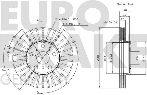 Eurobrake 5815204538 - Спирачен диск vvparts.bg