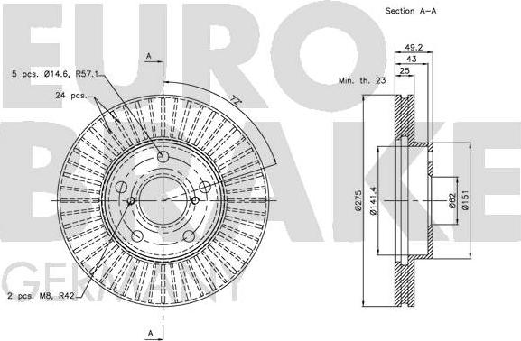 Eurobrake 5815204578 - Спирачен диск vvparts.bg