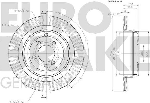 Eurobrake 5815204043 - Спирачен диск vvparts.bg