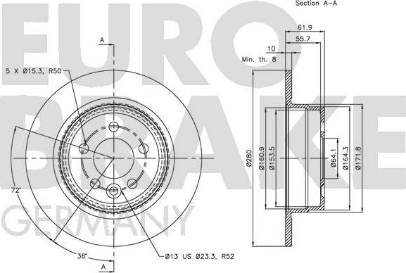 Eurobrake 5815204018 - Спирачен диск vvparts.bg