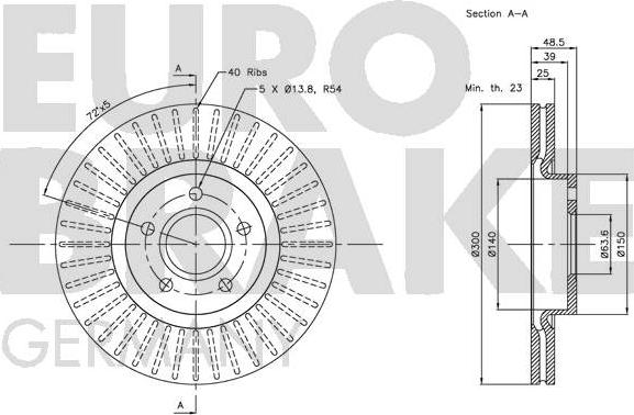 Eurobrake 5815204849 - Спирачен диск vvparts.bg